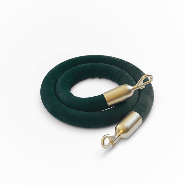 Montour Line Velvet Rope Green With Satin Brass Snap Ends 8ft.Cotton Core HDVL510Rope-80-GN-SE-SB